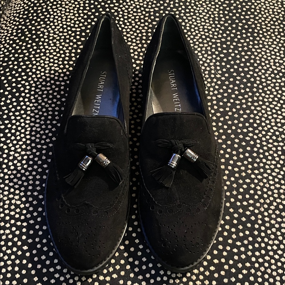 Stuart Weitzman Black Tassel Loafers, beautiful shoe,7.5